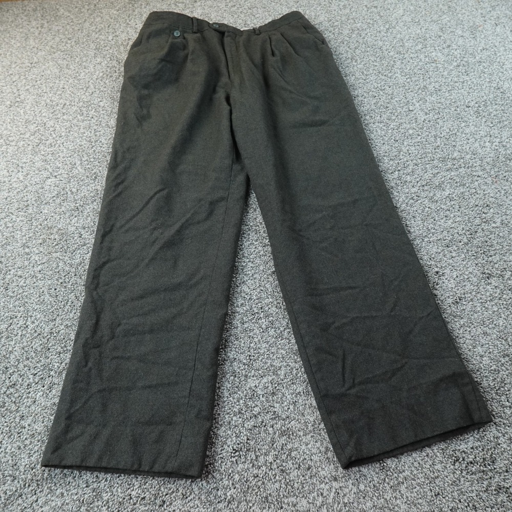 Wool Cashmere Pants Mens 34X31 Gray Chino Trouser Dress Slacks Pleated Italy 48